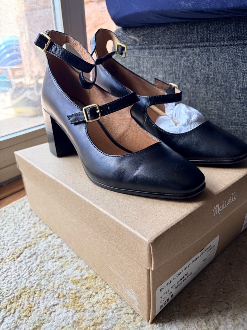 Madewell Double-buckle Leather Mary Janes